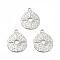 Non-Tarnish 304 Stainless Steel Pendants, Textured, Flat Round with Star, Stainless Steel Color, 23x19x2mm, Hole: 2.5mm