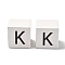 Wood European Beads, Large Hole Beads, Cube with Letter, Letter K, 30.5x30.5x29.5~30.5mm, Hole: 5mm