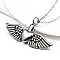 304 Stainless Steel Urn Ashes Pendants, Wing with Heart, Antique Silver, 22x46mm