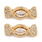 Brass Micro Pave Celar Cubic Zirconia Spacer Bars, Nickel Free, Real 18K Gold Plated, Candy, 6x15x6.5mm, Hole: 1.5mm