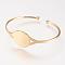 Brass Cuff Bangle, Real 18K Gold Plated, 1-3/4 inchx2 inch(44x52mm)