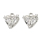 Brass Micro Pave Cubic Zirconia Charms, Cadmium Free & Nickel Free & Lead Free, Heart, Platinum, 10.5x10x3.5mm, Hole: 1.4mm