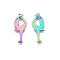 Ion Plating(IP) 201 Stainless Steel Pendant, Figure Skater, Rainbow Color, 30.5x12x1.5mm, Hole: 1.5mm