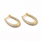 Cubic Zirconia Teardrop Hoop Earrings, Real 18K Gold Plated Brass Jewelry for Women, Cadmium Free & Lead Free, Clear, 24x16x3mm, Pin: 1mm