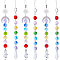 6Pcs 2 Style Electroplate Octagon Glass Beaded Pendant Decorations, Suncatchers, Rainbow Maker, with 304 Stainless Steel Split Rings, Clear Faceted Glass Pendants, Cone/Moon/Sun, Mixed Color, 190~205mm, 3pcs/style