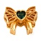Brass Micro Pave Cubic Zirconia Beads, Cadmium Free & Nickel Free & Lead Free, Matte Golden, Bowknot, Green, 9x11x5mm, Hole: 1.6mm