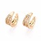 Brass Micro Pave Clear Cubic Zirconia Cuff Earrings, Triple C-Shaped, Real 18K Gold Plated, 12x12.5x6mm
