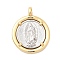 Flat Round with Virgin Mary Charms Brass Pendants, Long-Lasting Plated, Rack Plating, Lead Free & Cadmium Free, Two Tone, Real 18K Gold Plated, 24.5x20x4mm, Hole: 3mm