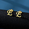 201 Stainless Steel Stud Earrings, Golden, Letter E, 10x10mm