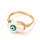 Крест с дурным глазом кольца на палец из натуральной раковины для девушек и женщин RJEW-JR00394-02-4