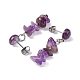 Природный аметист болтающиеся серьги стержня EJEW-JE06371-06-3