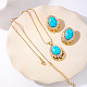 Овальные подвески из синтетической бирюзы и комплекты серег-гвоздиков FS-WGC1190-02-2