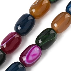 Нити бусин из натурального полосатого агата/полосатого агата (окрашенного и нагретого), колонка, разноцветные, 17~18x13 мм, отверстие : 1 мм, около 11 шт / нитка, 7.68'' (19.5 см)