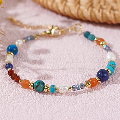 Браслет из латуни со стеклянными бусинами для женщин&nbsp;AC7044