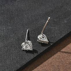 Женские серьги-гвоздики из латуни с микропаве и прозрачным кубическим цирконием&nbsp;EJEW-F403-04P