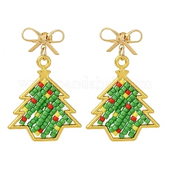 Серьги-гвоздики из латуни в форме рождественской елки&nbsp;EJEW-MZ00496-02