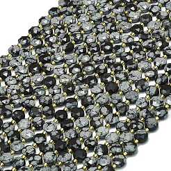 Природные снежинка обсидиан бисер нитей G-C116-A78-02