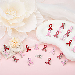 40 шт. двухцветная эмалевая лента с символикой СПИДа/рака груди&nbsp;JEWB-ME0001-23