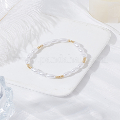 1шт АБС пластик имитация жемчуга рисовые бусины эластичные браслеты для женщин&nbsp;BJEW-LP0002-50