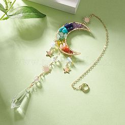 Украшения с подвеской в виде луны из натуральных драгоценных камней HJEW-TA00017