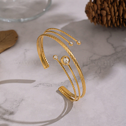 Браслет-манжета для женщин из нержавеющей стали 304 с многослойным покрытием из кубического циркония&nbsp;UB1438