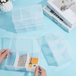 4 прямоугольный пластиковый контейнер для хранения бусин с 3 сетками и откидной крышкой&nbsp;CON-GO0001-04