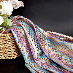 Блестящая голограмма спандекс русалка ткань с принтом рыбьей чешуи DIY-WH0304-478