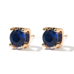 Квадратные серьги-гвоздики из латуни с микропаве из кубического циркония&nbsp;EJEW-D318-03KCG-C