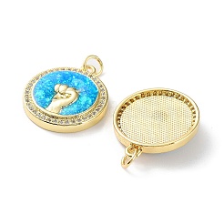 Покрытие стойки латунь микро паве подвески для рук с кубическим цирконием&nbsp;KK-C041-21G