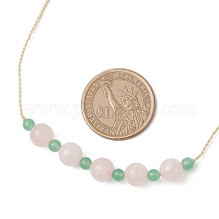 Комплект из круглого натурального малайзийского нефрита и розового кварца с бусинами SJEW-JS01333