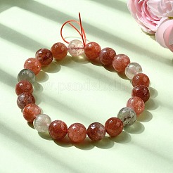 Браслеты из натуральных круглых бусин солнечного камня для женщин BJEW-L712-A04