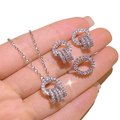 Комплекты колец и серег-гвоздиков с подвесками из сплава кристаллов и страз&nbsp;FS-WG156C1-01