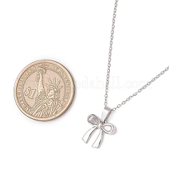 Латунный кулон-бантик с прозрачным кубическим цирконием из нержавеющей стали 304&nbsp;NJEW-JN05357