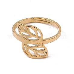 Ионное покрытие (ip) 201 нержавеющая сталь полое листовое регулируемое кольцо для женщин&nbsp;RJEW-C045-05G