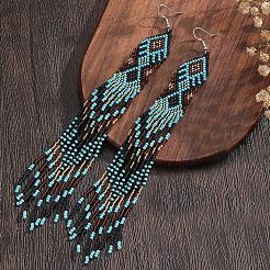 Длинные серьги-кисточки из богемского стекла ручной работы в форме ромба&nbsp;AP6965