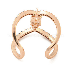 Открытые манжеты из латуни с микро-паве и кубическим цирконием для женщин&nbsp;RJEW-F162-07RG