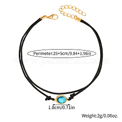 Браслеты на ногу из цельнолитого вощеного шнура с овальными звеньями из богемского сплава и стразами&nbsp;FS-WGE4A67-01