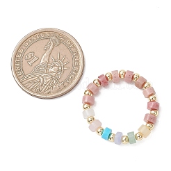 3 шт. дискообразная бусина с драгоценным камнем и латунные кольца на палец&nbsp;RJEW-JR00985-03