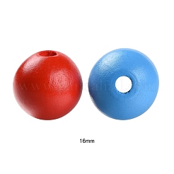 160 шт. 4 цвета 4 июля День независимости США окрашенные круглые бусины из натурального дерева&nbsp;WOOD-LS0001-01D