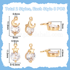 16 шт. 2 стиля латунных подвесок с микропаве из кубического циркония&nbsp;KK-UN0005-33