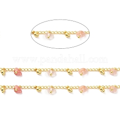 Цепочки ручной работы из синтетического вишневого кварцевого стекла с бусинами CHC-M024-01G-01