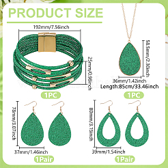 Ожерелье с подвеской в форме капли из искусственной кожи SJEW-UN0001-18B