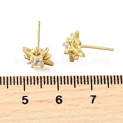 Серьги-гвоздики из латуни с микропаве из кубического циркония EJEW-G433-01G-02