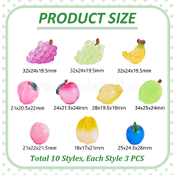 30 шт. 10 стиля светящихся смоляных украшений для фруктов&nbsp;DJEW-GA0001-74