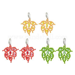 Серьги-подвески из стеклянных бусин ручной работы EJEW-MZ00367