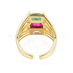 Красочное кубическое циркониевое тройное прямоугольное открытое кольцо-манжета X-RJEW-N037-013-02LG