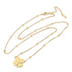 Ожерелья с подвеской в виде клевера из нержавеющей стали 304 NJEW-V001-09G