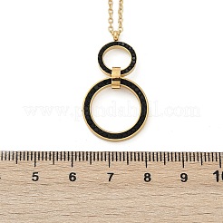 Ожерелья с подвесками из двойных колец из нержавеющей стали 304 с блестящими стразами NJEW-V001-04G