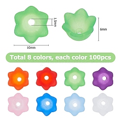 800шт 8 цвета прозрачные акриловые колпачки для бусин&nbsp;FACR-HS0001-01