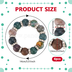 6 шт. Кольца для салфеток из натурального индийского агата и железных бусин AJEW-PH01655